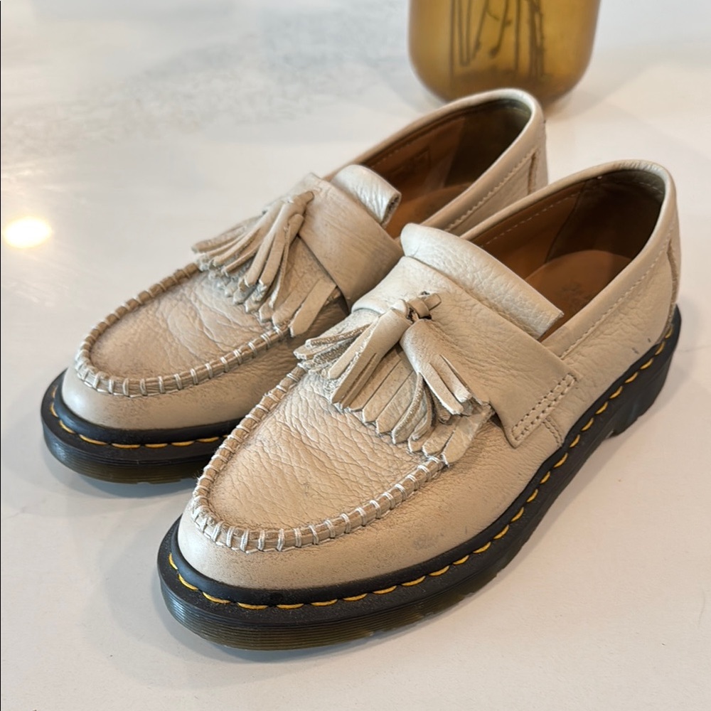 Dr. Martens Cream Leather Slip-On Loafers